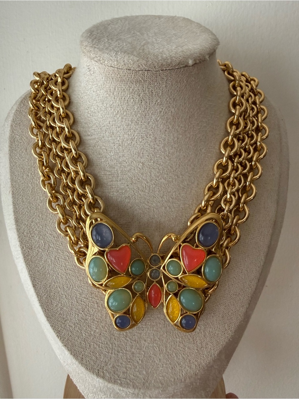 Vintage Signed TRIFARI BUTTERFLY Collar Collector's Necklace